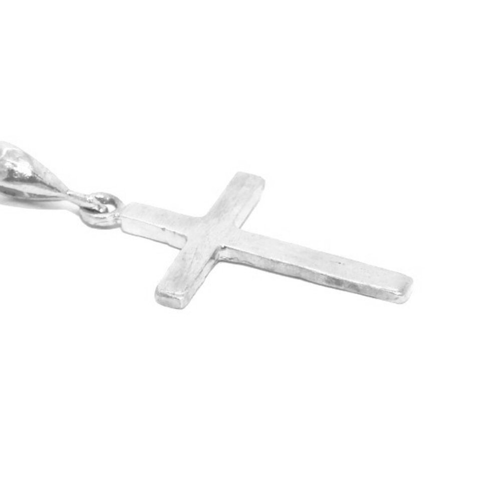 .925 Plain Cross Sterling Silver Pendant Charm - Picture 3 of 3